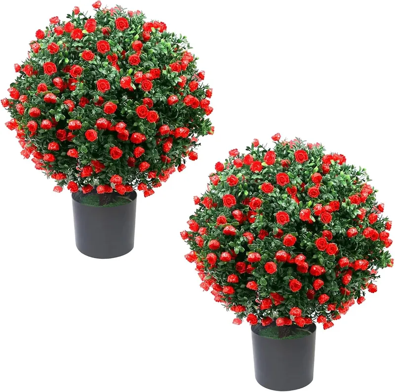 Homegroove Tall Artificial Rose Topiary Ball Tree